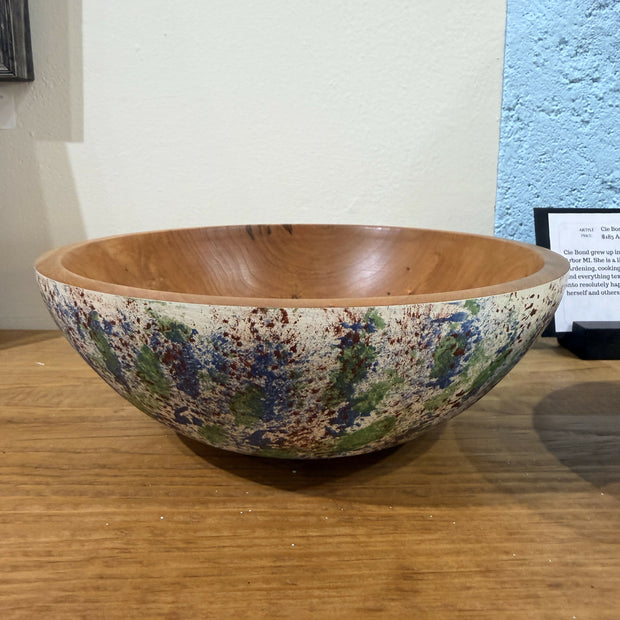 8" Painted wood turned bowl
