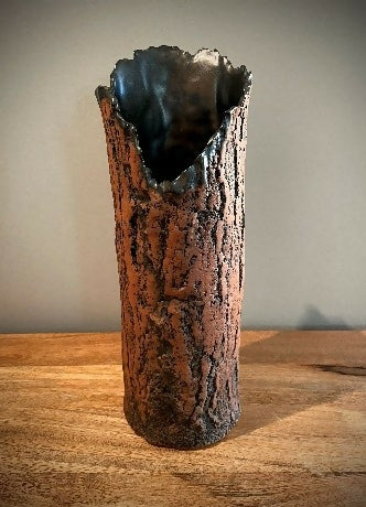 Cylindrical Bark Vase