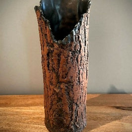 Cylindrical Bark Vase
