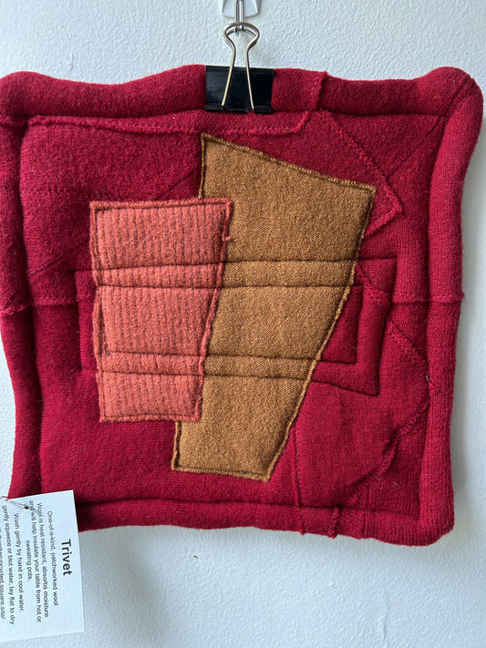 Upcycled Wool Trivet - Reds