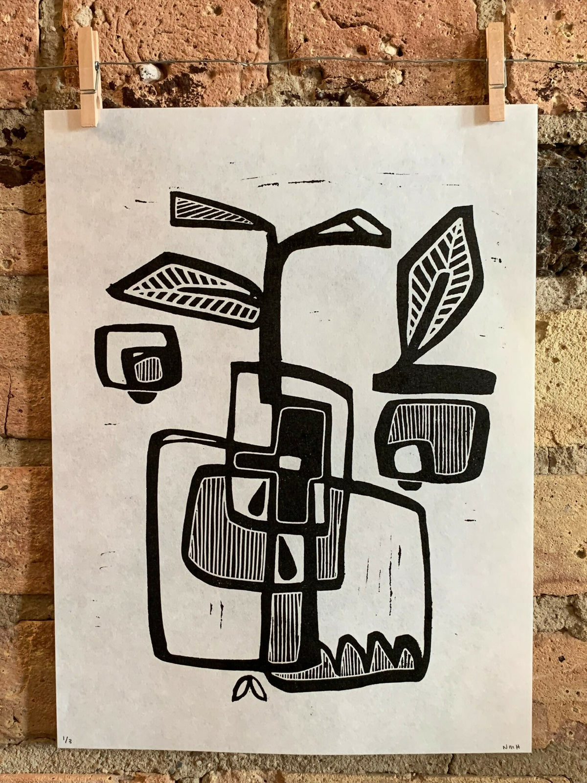 Abstract Pear | Linocut Print | Wall Art