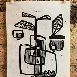 Abstract Pear | Linocut Print | Wall Art
