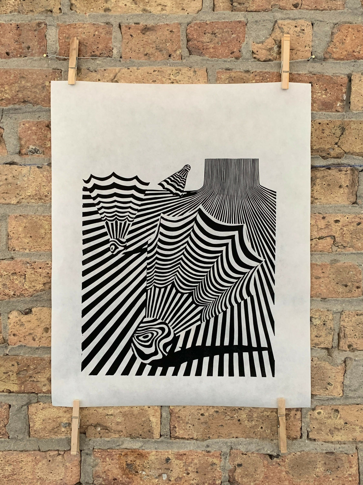 Shuttlecock at Nelson Atkins, Kansas City | Linocut Print | Wall Art