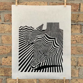 Shuttlecock at Nelson Atkins, Kansas City | Linocut Print | Wall Art