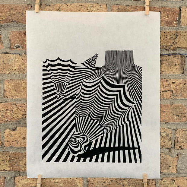 Shuttlecock at Nelson Atkins, Kansas City | Linocut Print | Wall Art