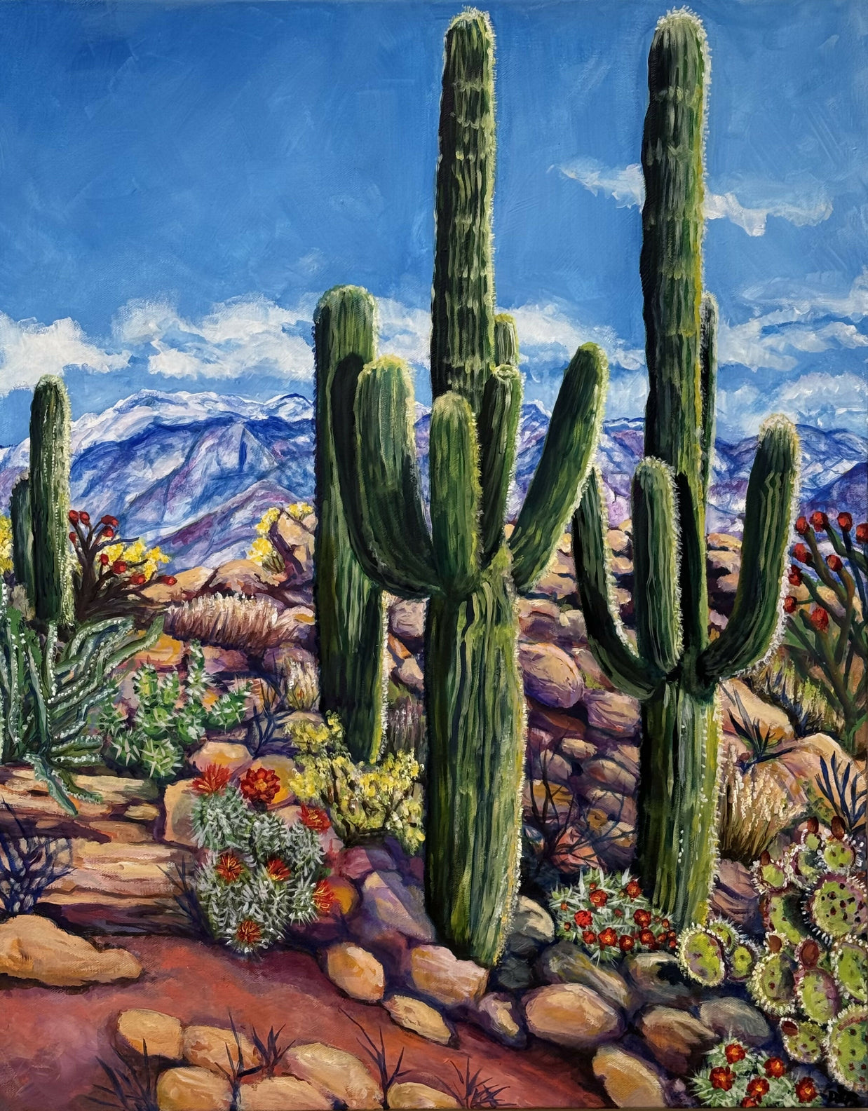 Acending Cactus Sagauro National Park oil painting
