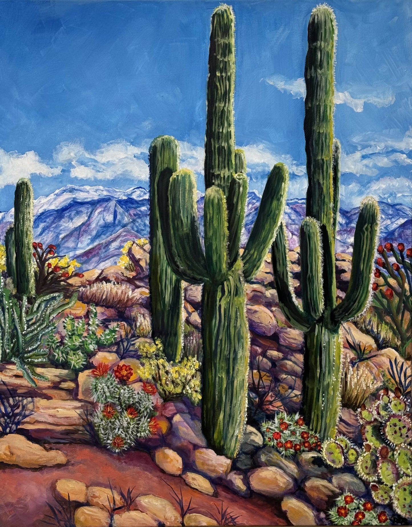 Acending Cactus Sagauro National Park oil painting