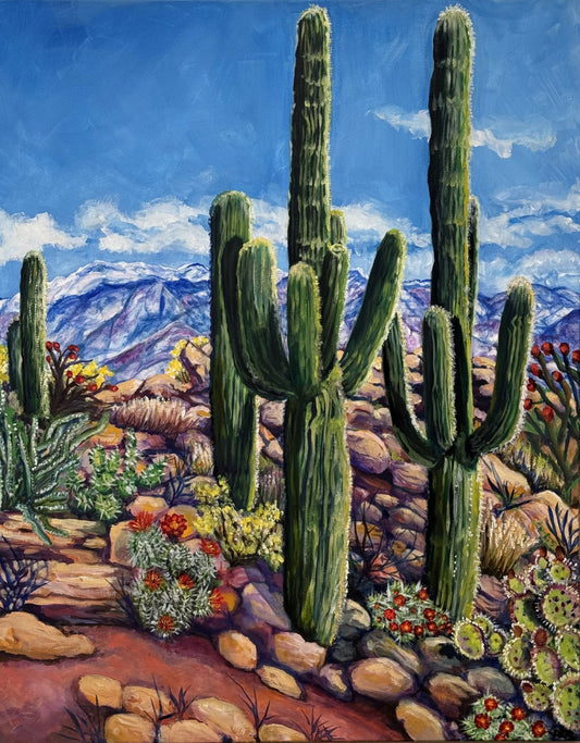 Acending Cactus Sagauro National Park oil painting