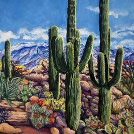 Acending Cactus Sagauro National Park oil painting