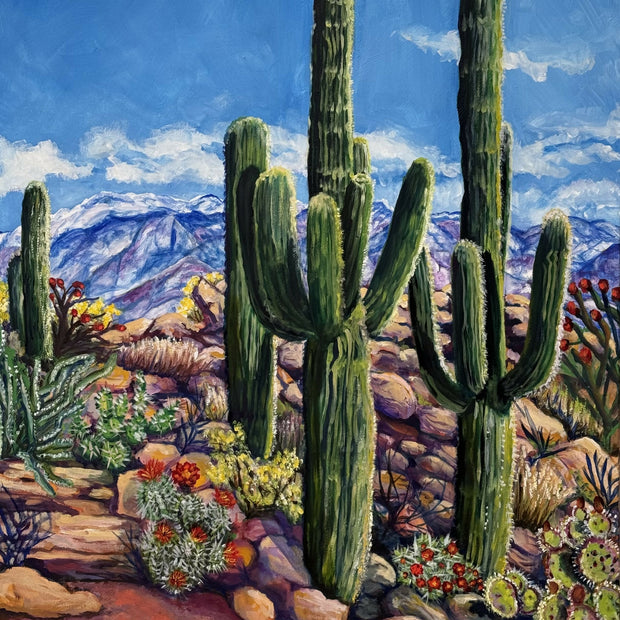 Acending Cactus Sagauro National Park oil painting