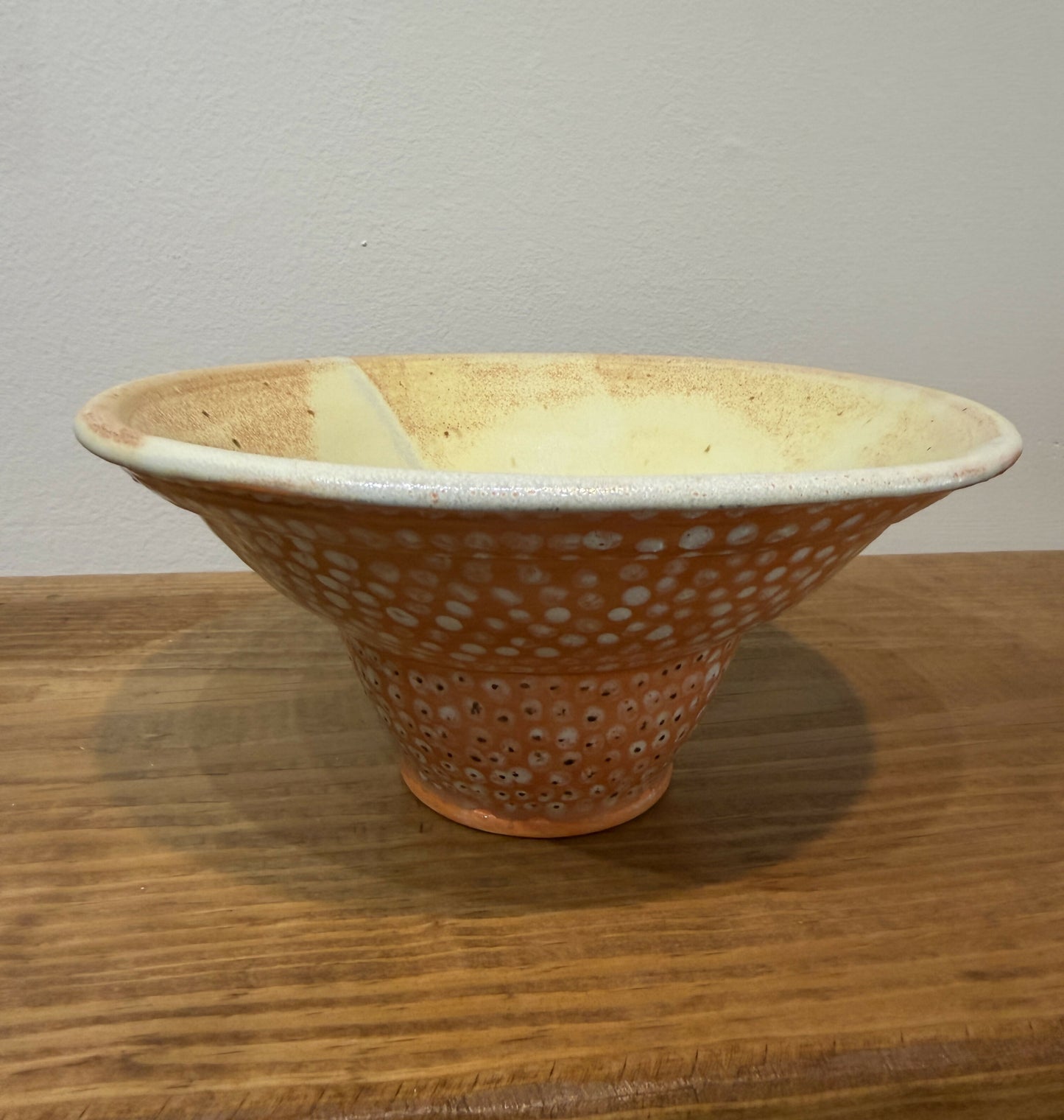 Orange-yellow polka dot Bowl w/ wide lip