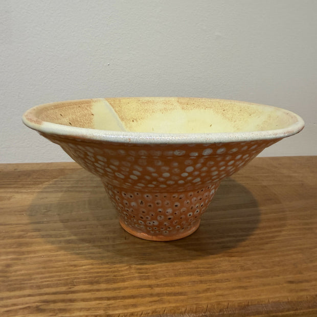 Orange-yellow polka dot Bowl w/ wide lip