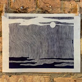 Rowlux Moonscape / Moire 12 | Seascape | Linocut Print | Wall Art