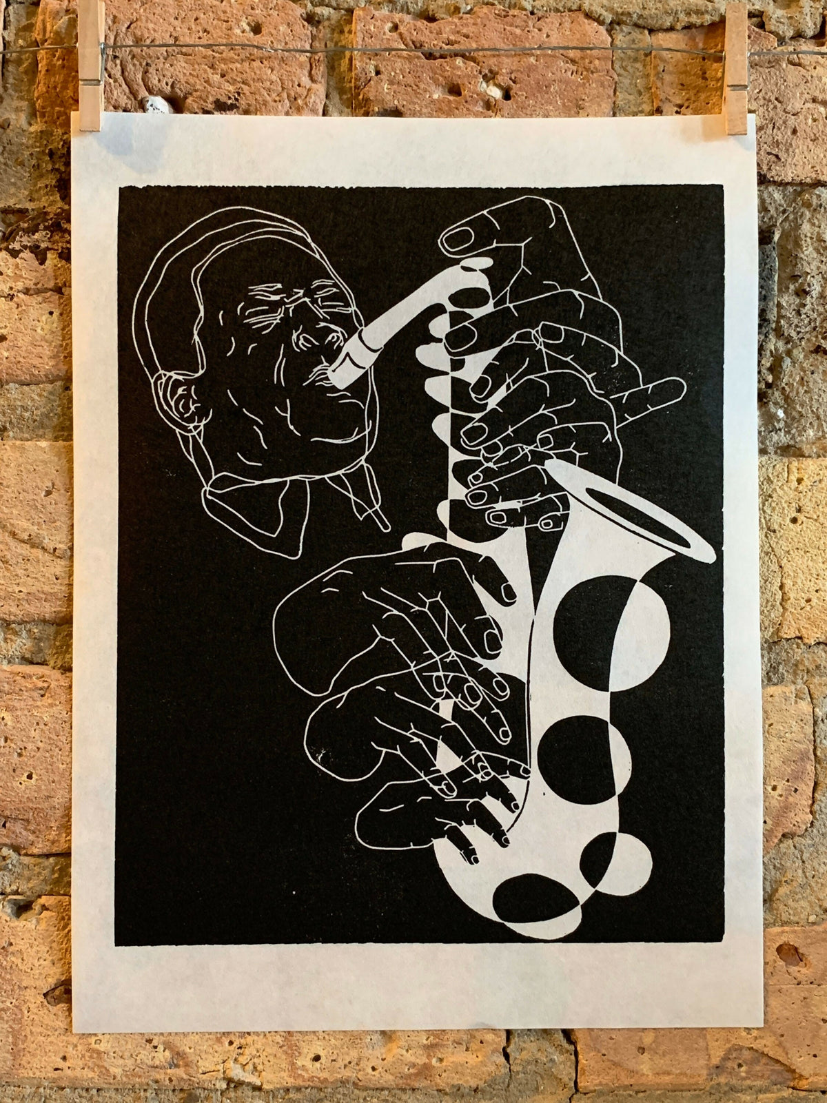 John Coltrane, 1965 | Jazz Sax Saxophone | Linocut Print | Wall Art