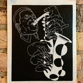 John Coltrane, 1965 | Jazz Sax Saxophone | Linocut Print | Wall Art