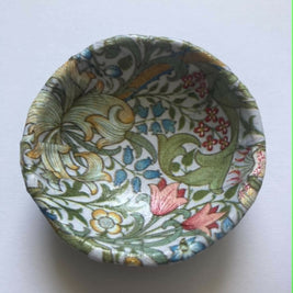 decoupage trinket dish - green/blue floral
