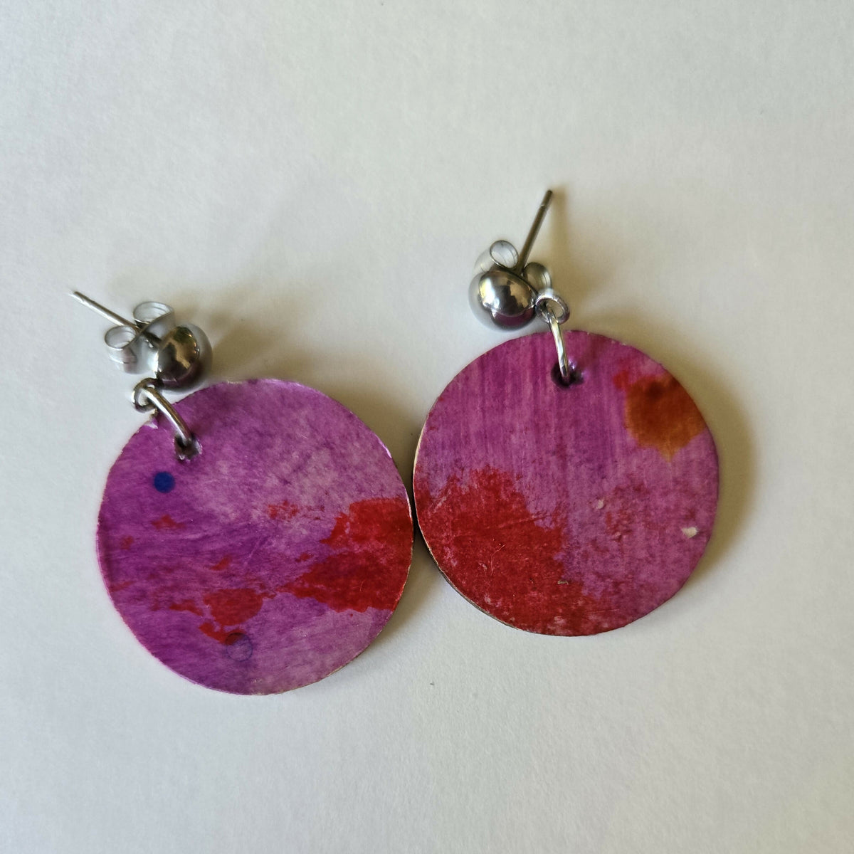 Small handpainted disk earrings