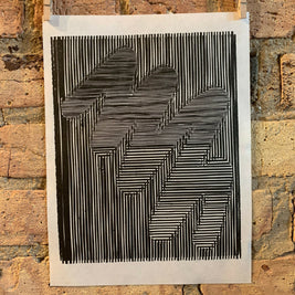 Round Brush / Moire 16 | Optical Illusion | Linocut Print | Wall Art