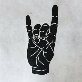Rock On Hand | Linocut Print | Wall Art