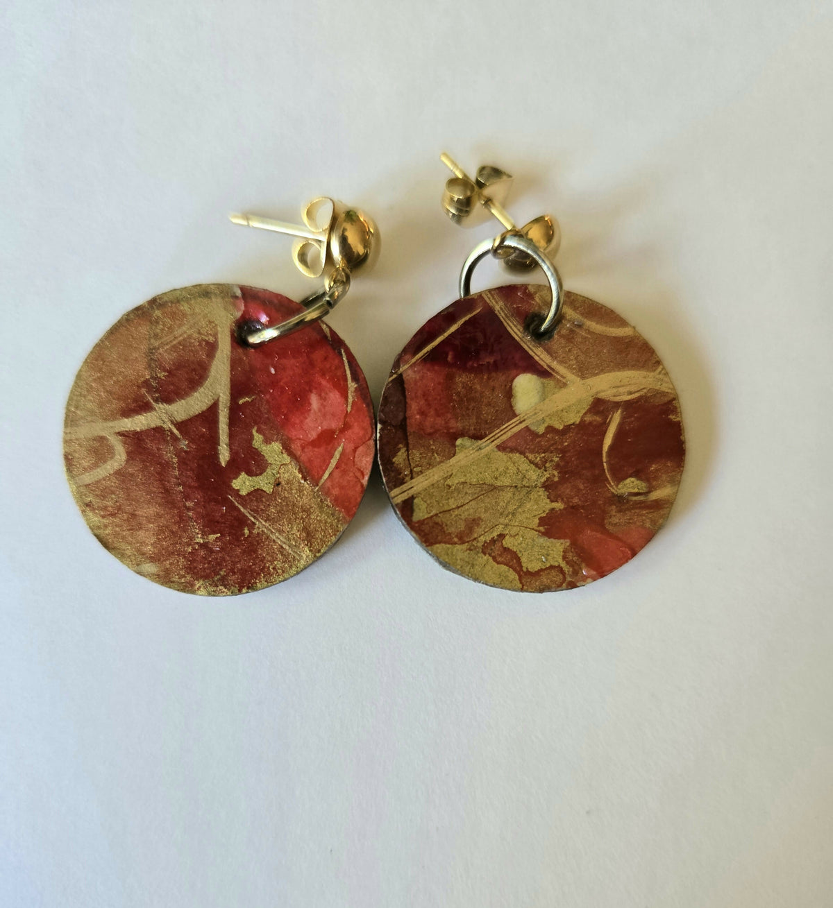 Small handpainted disk earrings