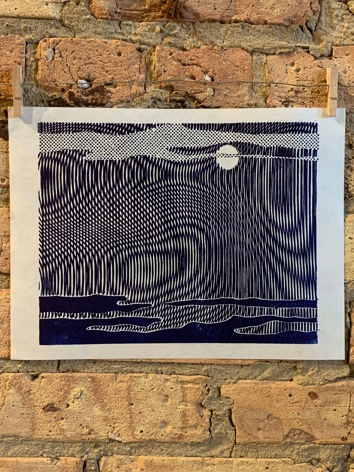 Rowlux Moonscape / Moire 12 | Seascape | Linocut Print | Wall Art