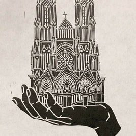 Notre Dame de Reims Handscape | Linocut Print | Wall Art