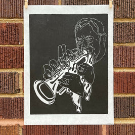 Louis “Satchmo” Armstrong | Jazz Trumpeter | Linocut Print | Wall Art