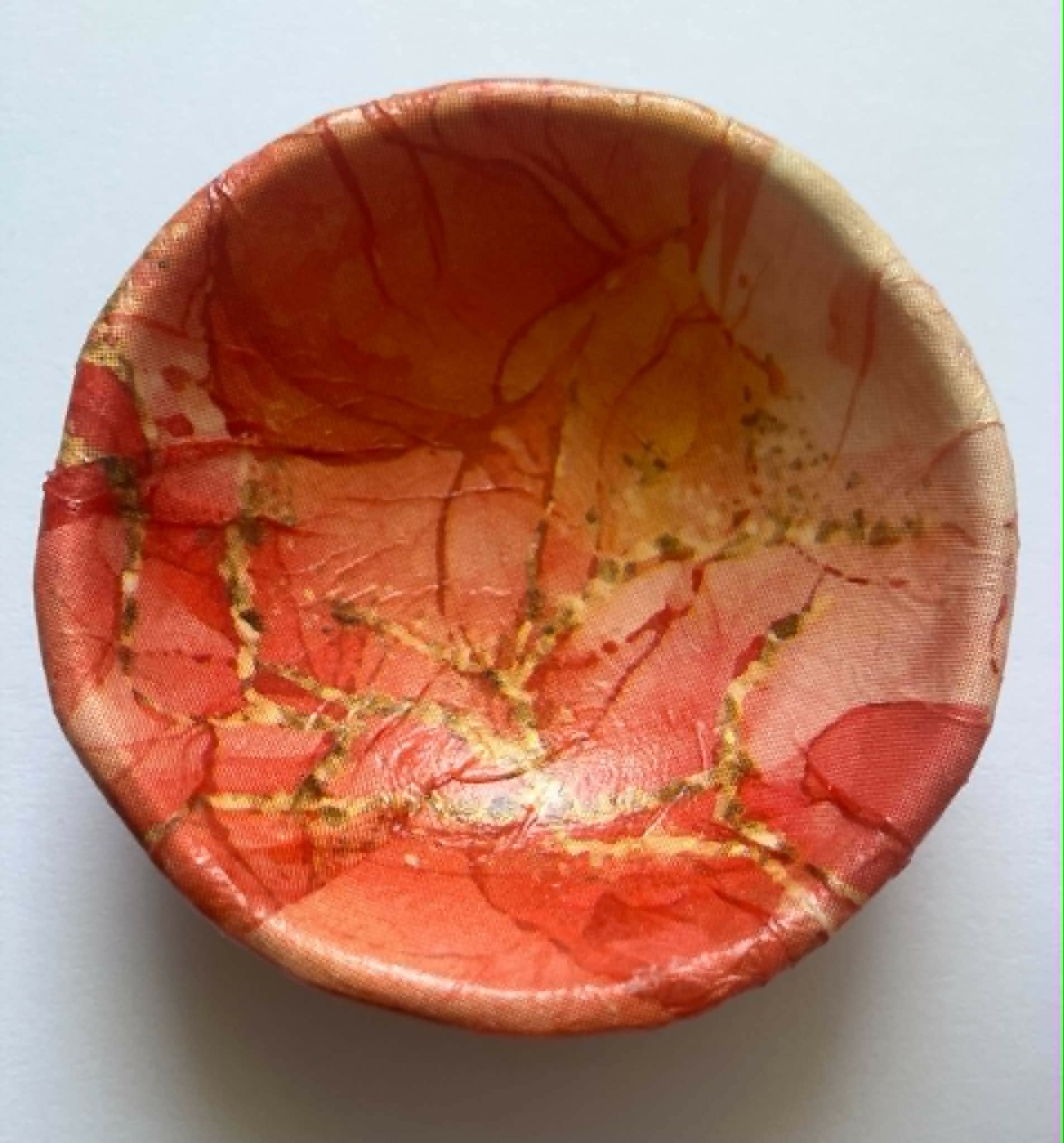 decoupage trinket dish - orange/pink