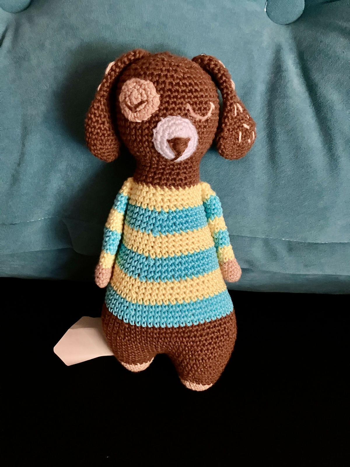 Dog with striped T shirt
