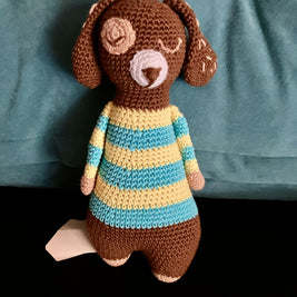 Dog with striped T shirt