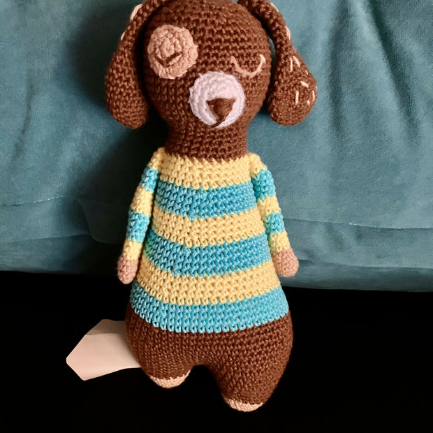 Dog with striped T shirt