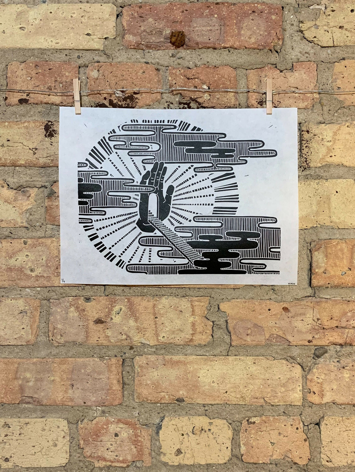Knocking on Heavens Door / Stairway to Heaven | Handscape | | Linocut Print | Wall Art