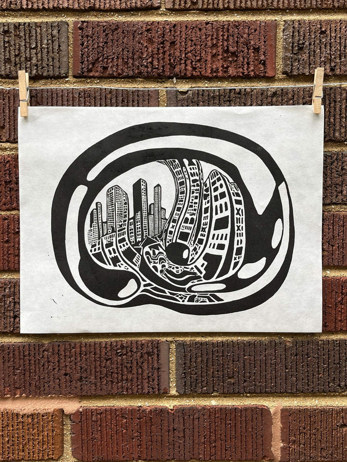 Cloudgate, Bean 02 | Millennium Park | Chicago | Linocut Print | Wall Art