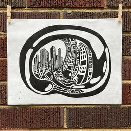 Cloudgate, Bean 02 | Millennium Park | Chicago | Linocut Print | Wall Art