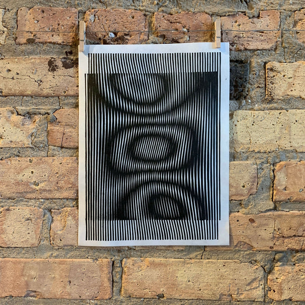 Whirl / Moire 06 | Linocut Print | Wall Art | Optical Illusion