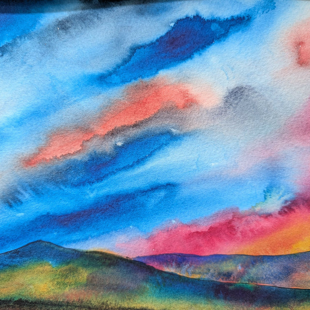 2024 7.5x9.5 Watercolor skyscape landscape matted