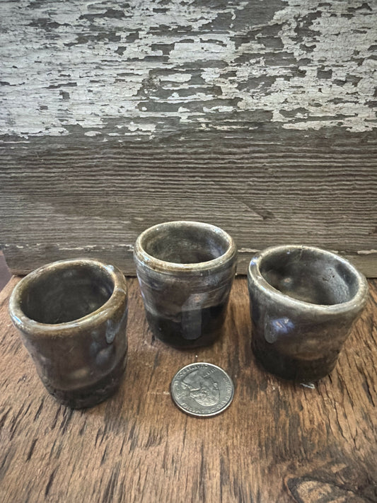 speckled set of 3 shot glasses