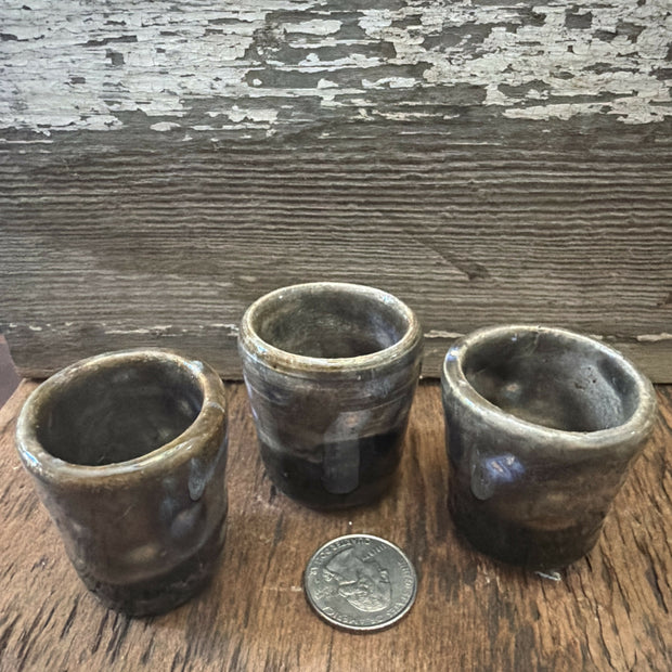 speckled set of 3 shot glasses