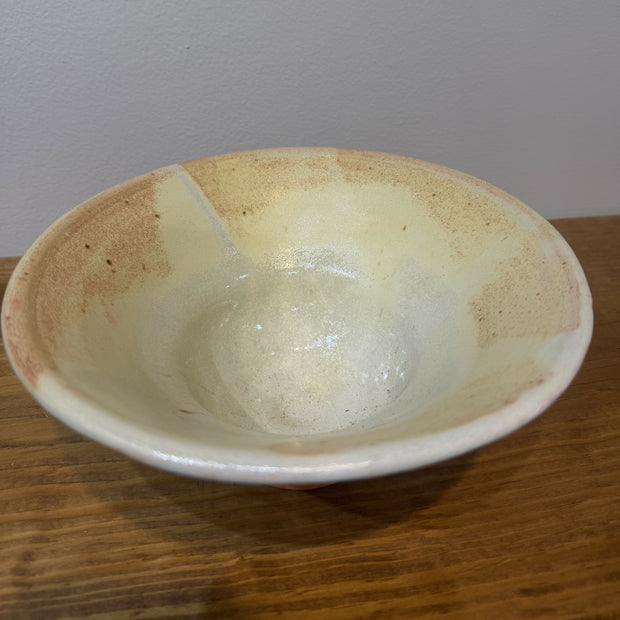 Orange-yellow polka dot Bowl w/ wide lip