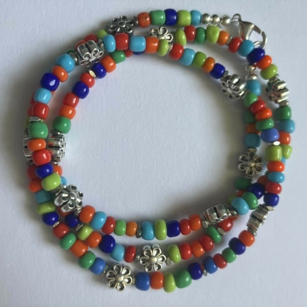 wrap bracelet - multi with flowers