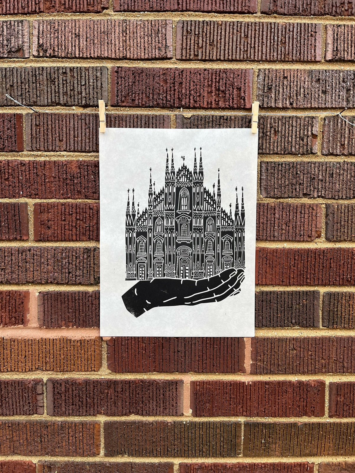 Duomo di Milano Hand | Handscape | Linocut Print | Wall Art