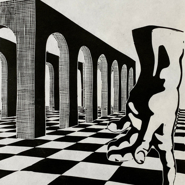 Arches 01 | de Chirico, Creation of Adam, Michelangelo, Surrealism | Linocut Print | Wall Art