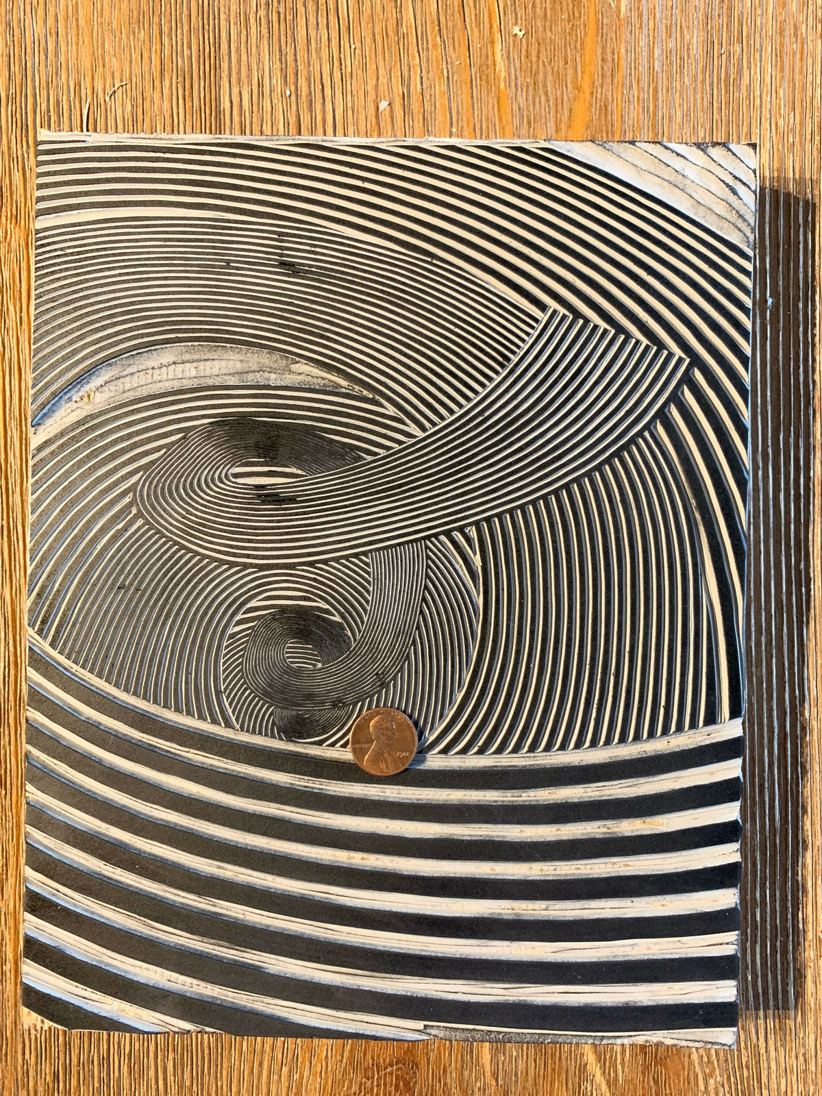 Spiral / Moire Test 08 | Linocut Print | Wall Art | Optical Illusion | Abstract | Geometric | Minimal | Op Art