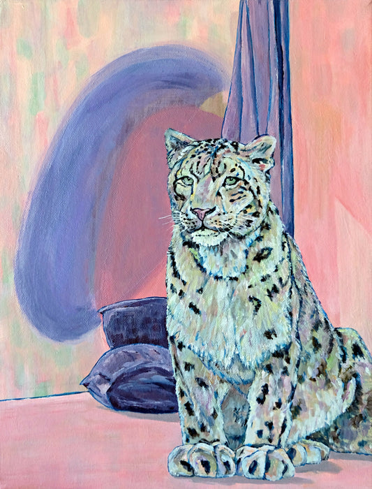 Snow Leopard in a Pink Reverie