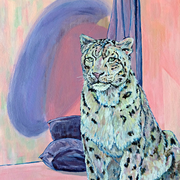Snow Leopard in a Pink Reverie