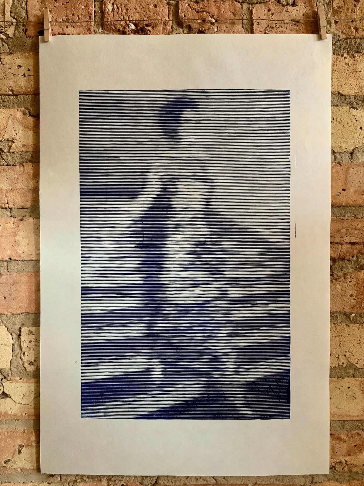 Woman Descending the Staircase / Gerhard Richter Inspired / Moire Test 04 | Linocut Print | Wall Art