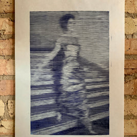 Woman Descending the Staircase / Gerhard Richter Inspired / Moire Test 04 | Linocut Print | Wall Art