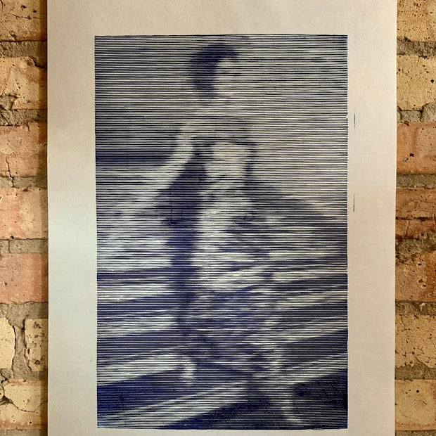 Woman Descending the Staircase / Gerhard Richter Inspired / Moire Test 04 | Linocut Print | Wall Art