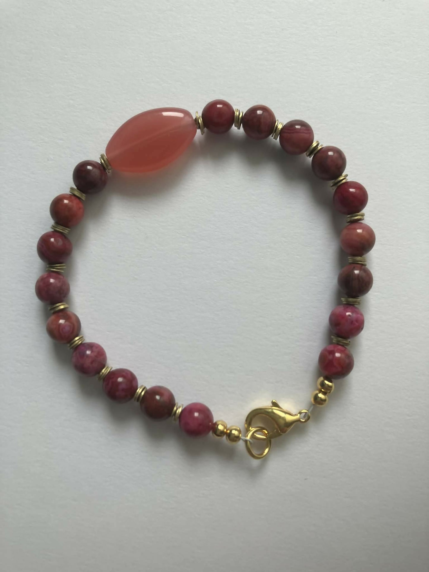gemstone bracelet - ruby agate, vintage glass