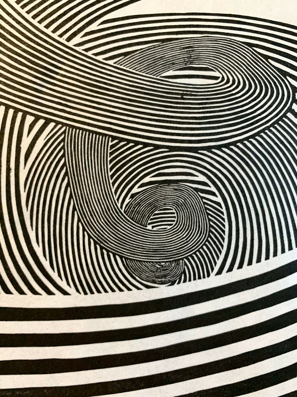 Spiral / Moire Test 08 | Linocut Print | Wall Art | Optical Illusion | Abstract | Geometric | Minimal | Op Art